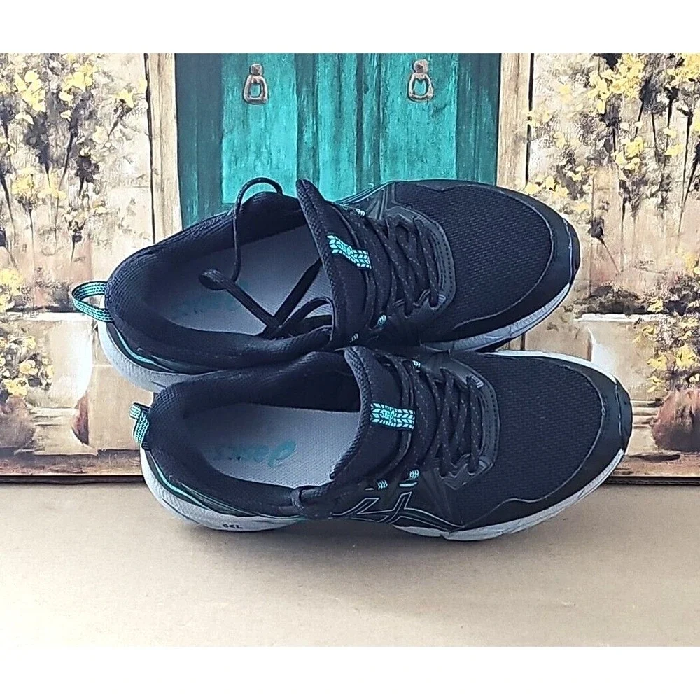 ASICS GEL-Venture 8 Lace-Up Low Top‎ Running Shoes Sneakers, Black/Teal, Sz 10
